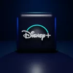 Logotipo do Streaming Disney+ em um cubo azul
