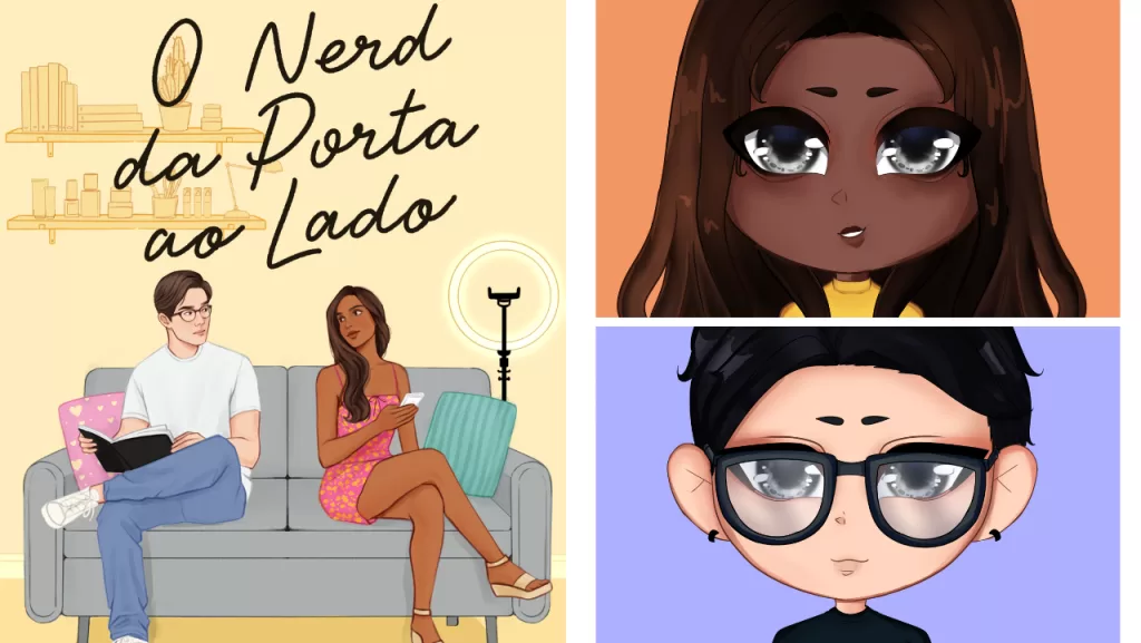 capa e personagens do livro "O Nerd da Porta ao Lado" da K.M Stephen