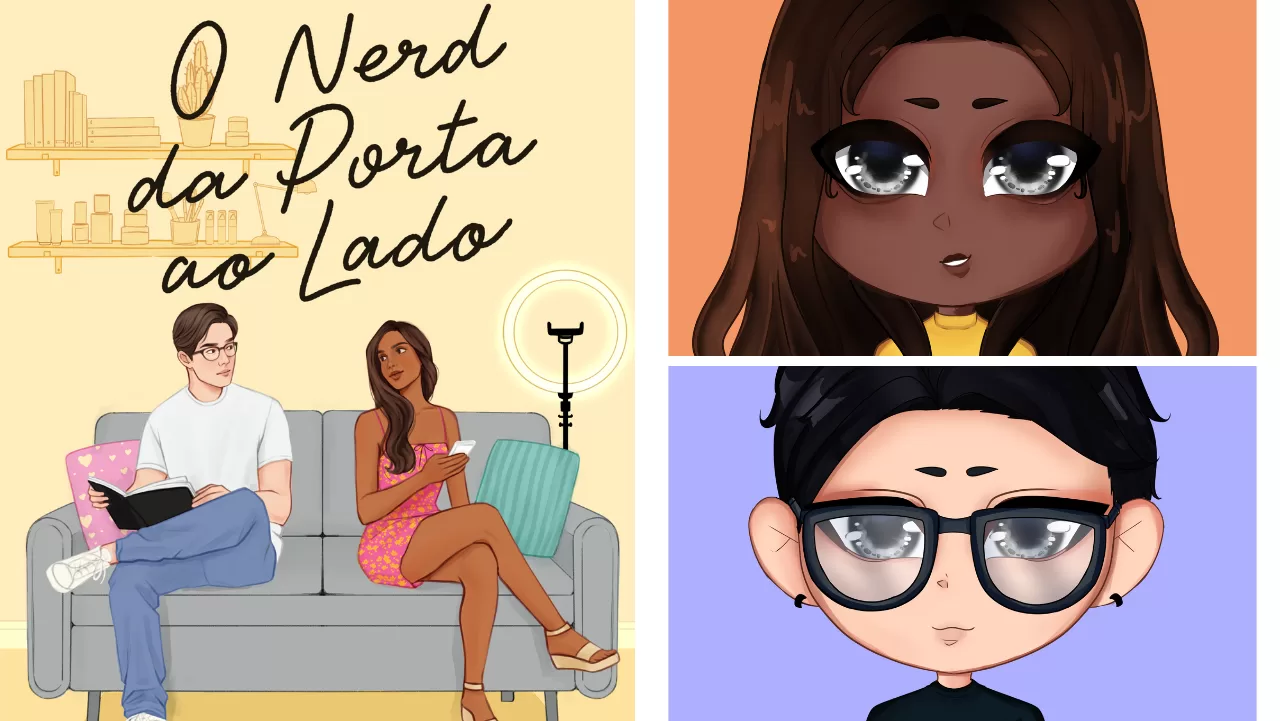 capa e personagens do livro "O Nerd da Porta ao Lado" da K.M Stephen