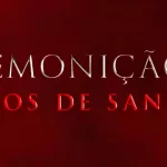 Imagem em vermelho imitando sangue com os dizeres "Premonição 6: Lações de Sangue"