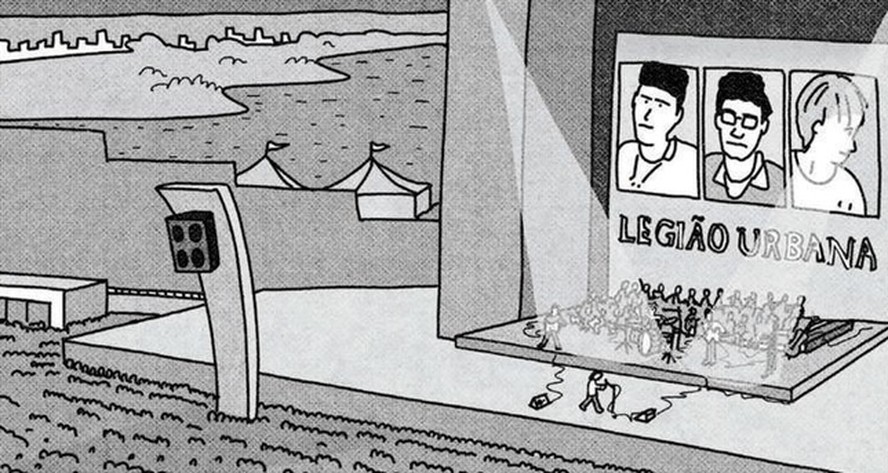 Imagem da HQ "A Minha Banda Preferida de Todos os Tempos", de Marcelo Bonfá