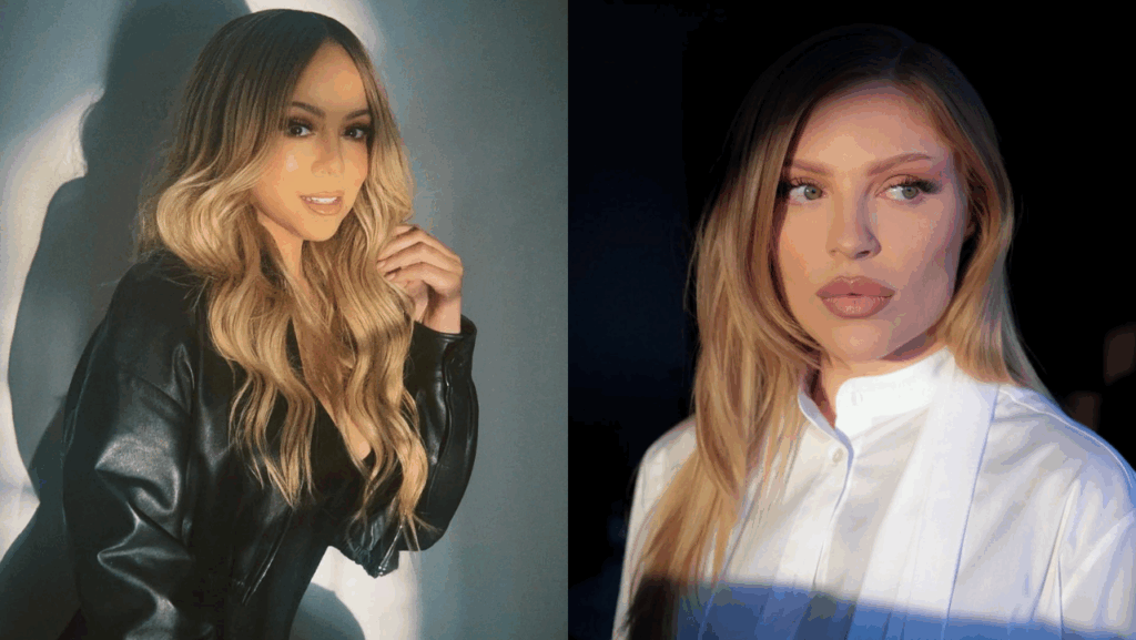 À esquerda, Mariah Carey e à direita, Luisa Sonza