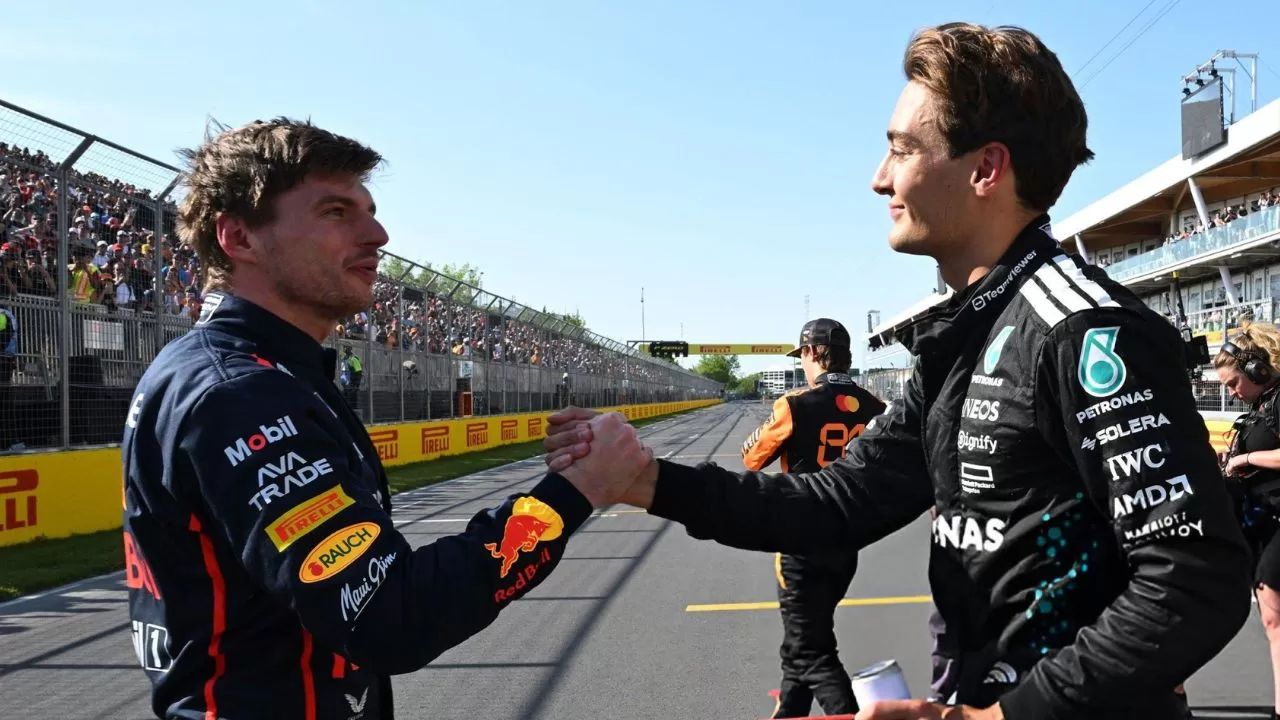 Verstappen e Russell no GP do Canadá