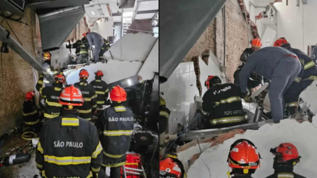 Teto de restaurante desaba após explosão, em São Paulo