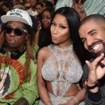 Cantores de Rap: Lil Wayne, Nicki Minaj e Drake respectivamente
