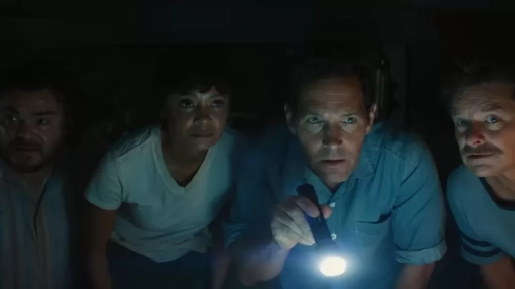 Jack Black, Thandiwe Newton, Paul Rudd e Steve Zahr no filme "Anaconda" de 2025