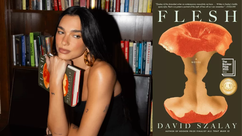 Dua Lipa segurando o Livro Flash