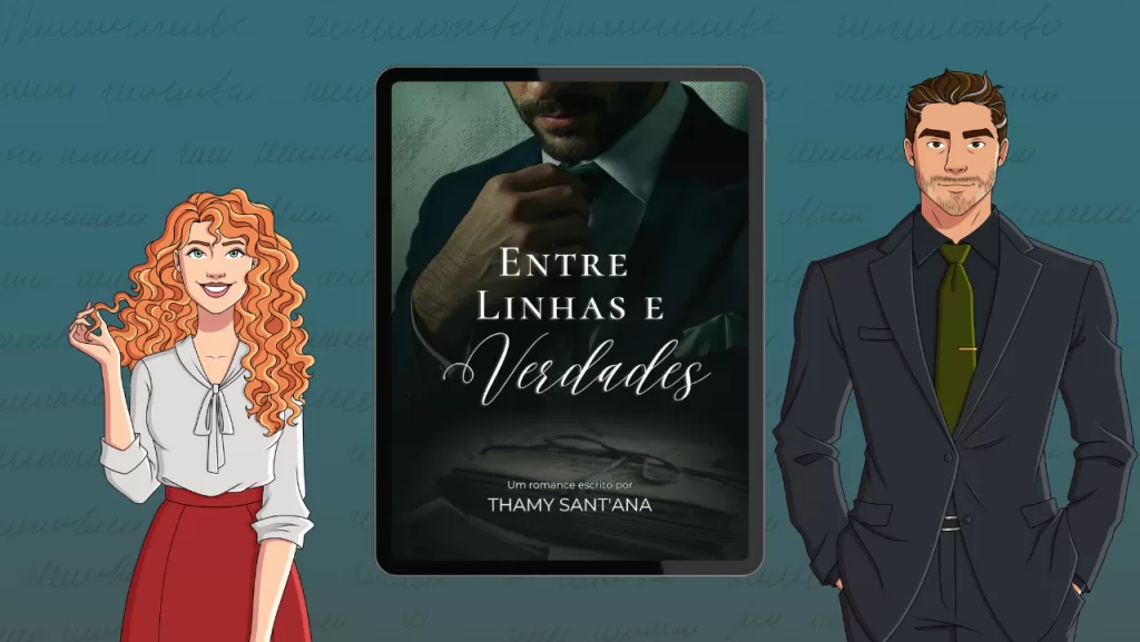 Capa de Entre Linhas e Verdades junto da ilustração de Lana e Philipe, personagens principais da trama | Rolling Screenn