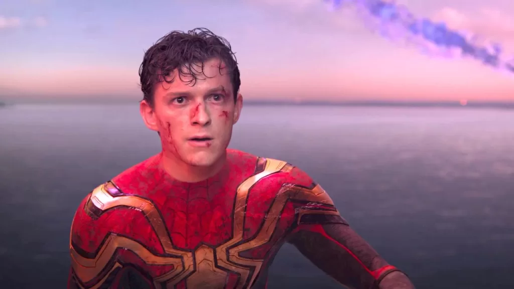 Tom Holland como Homem-Aranha, em Homem Aranha: Sem Volta para Casa