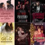 kindle unlimited com um grid de capas de 10 e-books de romance, incluindo histórias natalinas, enemies to lovers, fake dating, fantasia sombria, máfia romance e slow burn